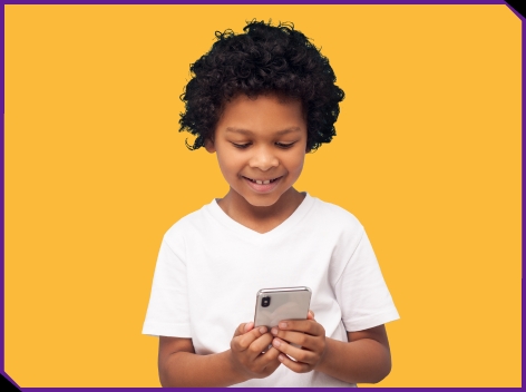 Smiling kid with phone