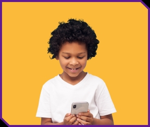 Smiling kid with phone